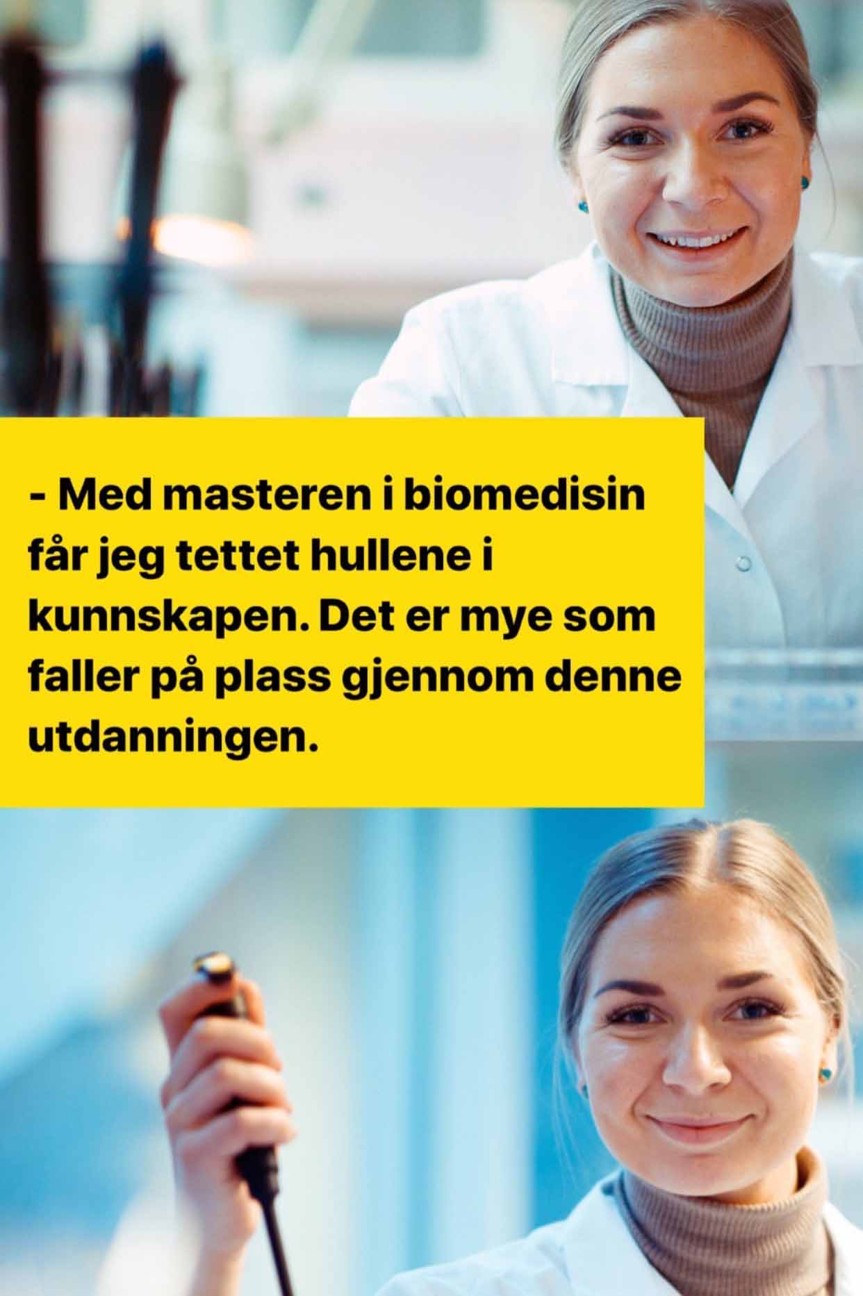 Skjermbilde fra Instagramkampanje Biomedisin