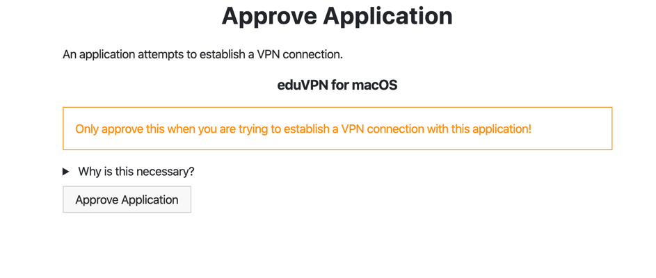 Skjermbilde av "Approve application"-side.