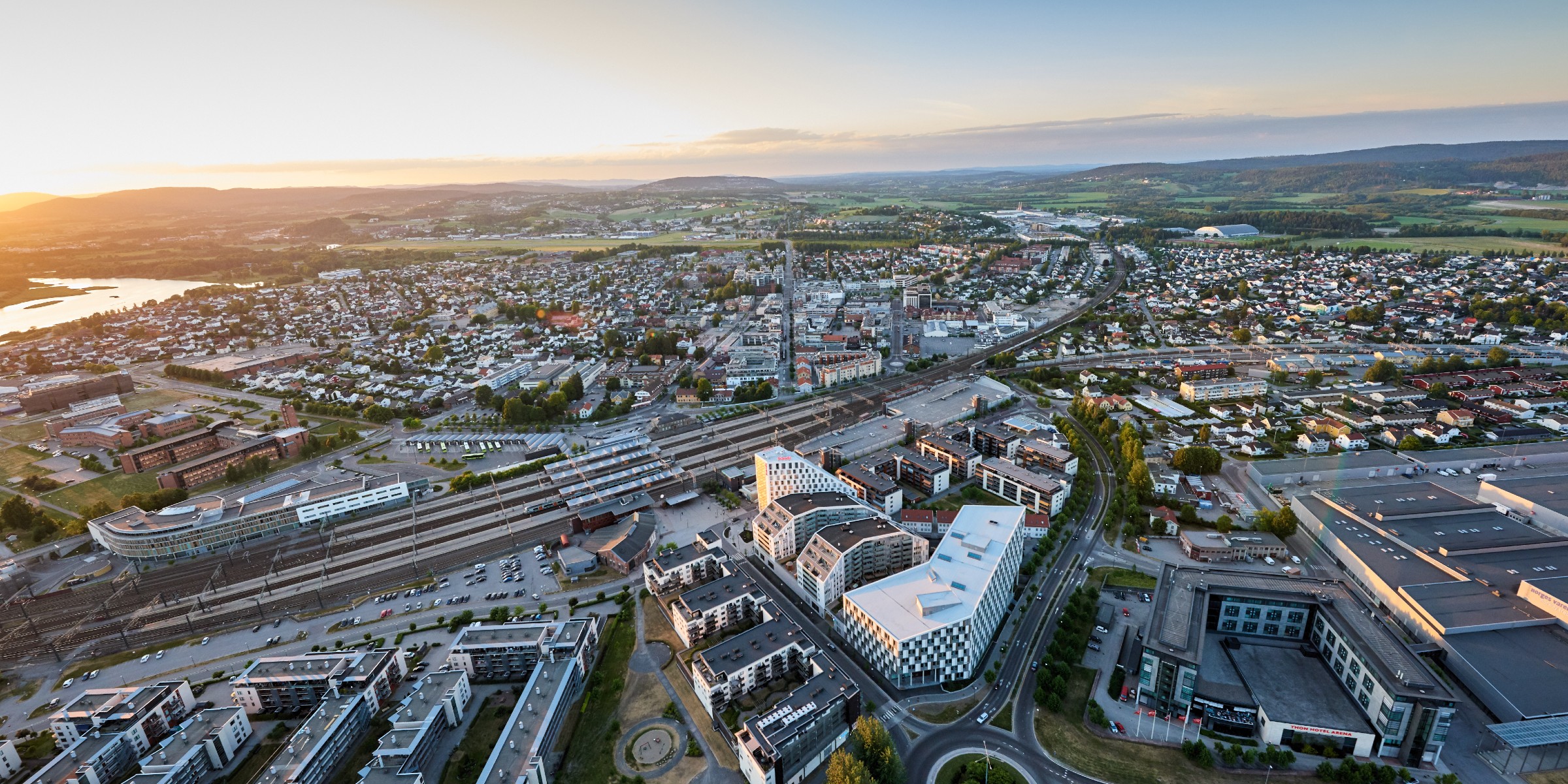 Flyfoto av Lillestrøm sentrum