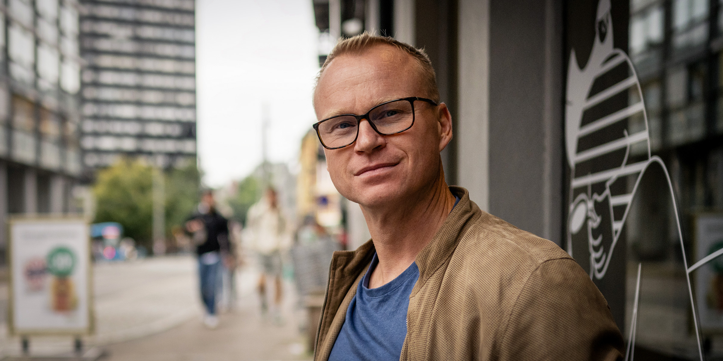 Bilde av Rolf Magnus Grung i bybildet rundt campus Pilestredet.