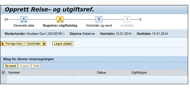 Reiseregning skjema