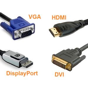 Skjermbilde av adaptere: vga hdmi displayport dvi