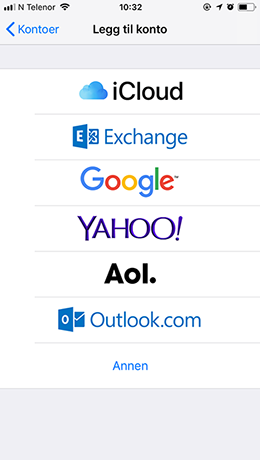 Skjermbilde iOS: Velg Exchange
