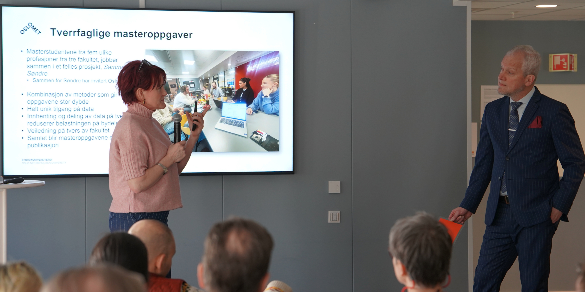  Victoria Telle Hjellseth og Kjetil Wathne står saman og presenterer.